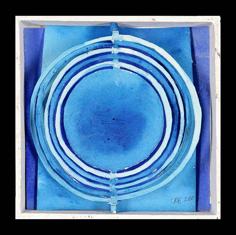 Blue Box 9 Aquarelle Et Collage Sur Papier 15x15x3 (2)