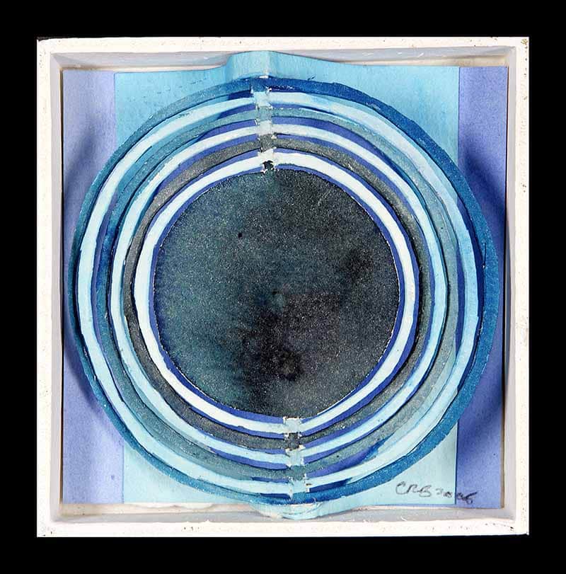 Blue Box 9 Aquarelle Et Collage Sur Papier 15x15x3 (3)