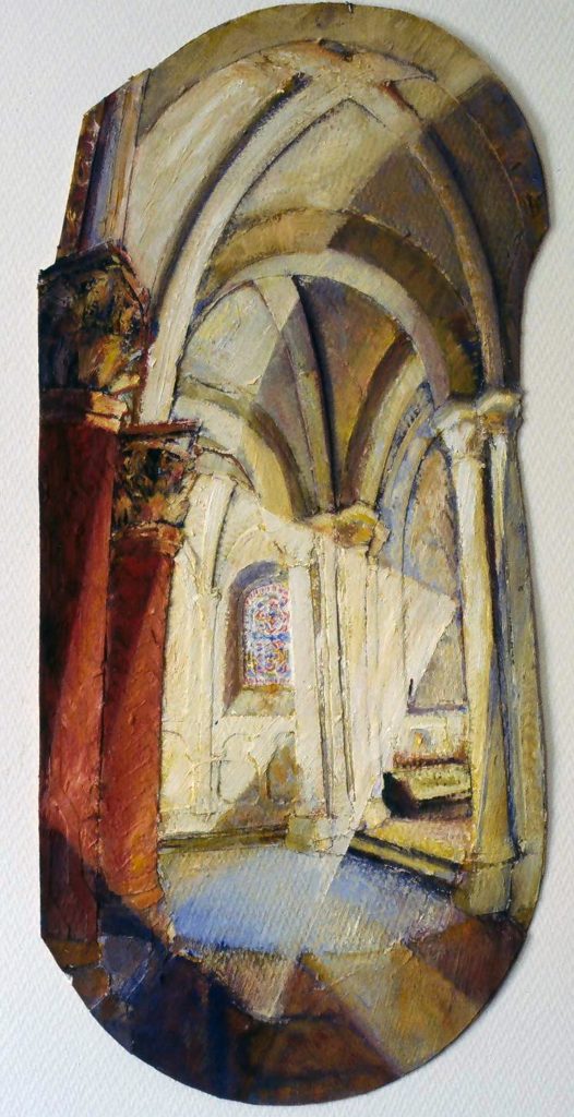 L'Abbaye De Saint Germain Des Près. Paris. Huile Sur Papier Collage. 46x24cm