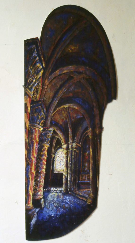 L'Abbaye De Saint Germain Des Près. Paris. Huile Sur Papier Collage. 75x30cm.